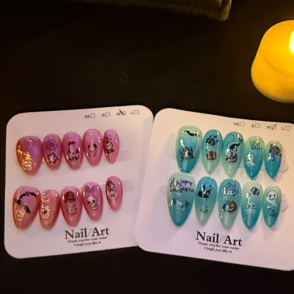 Halloween Themed Nail Art Double Set Reusable size Medium Adult.